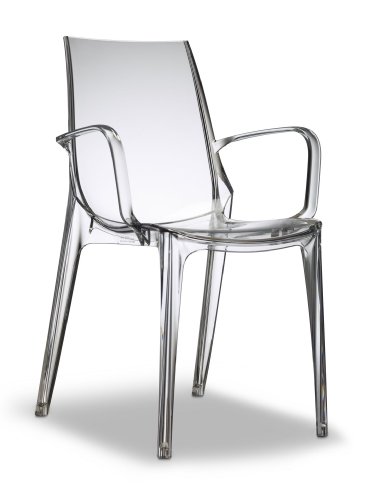 2654 - 4 sillas Scab Vanity de policarbonato transparente, diseño moderno, para bar, salón, restaurante, cocina, apilable, exterior, cenador, jardín
