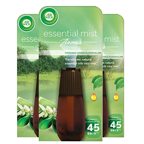 Airwick Air Wick Essential Mist - Recambio para vaporizador (20 ml, aroma de flores de naranja y lima, 3 unidades)