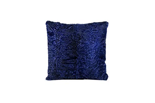 AKOR Outlet | Cojín de Piel de astracan | 100% Natural | Medidas 45 x 45 cm | Hand Made (Azul Eléctrico)