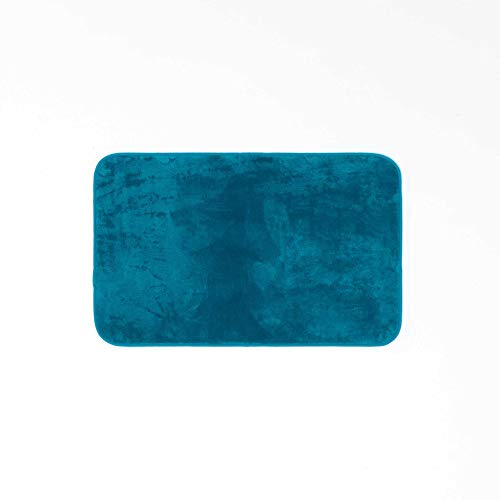Alfombra Rectangular de Franela Lisa, 50 x 80 cm, Color Azul