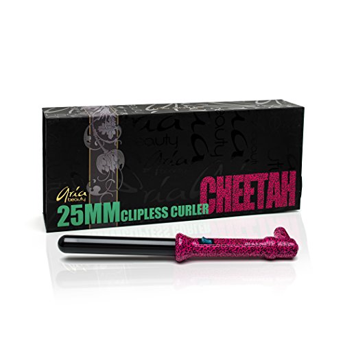 Aria Beauty - Rizador de pelo de 25 mm, color rosa leopardo, 25 mm, garantía de por vida