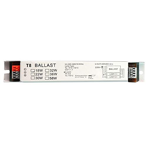 Balastro electrónico de voltaje amplio, T8 220-240V AC 2x36W Balastos de lámpara fluorescente Arranque instantáneo (2 * 36W)