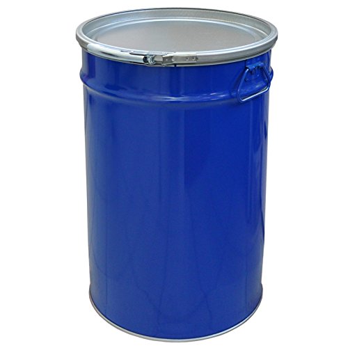 Barril de metal abierto, azul, 60 L, con tapa y anillo de bloqueo (23021)