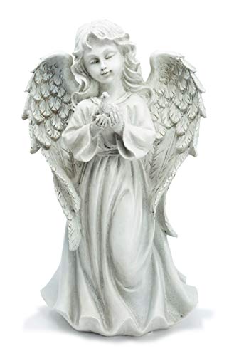 Benera - Figura de ángel de piedra para tumba, decoración de jardín, figura de ángel de la guarda