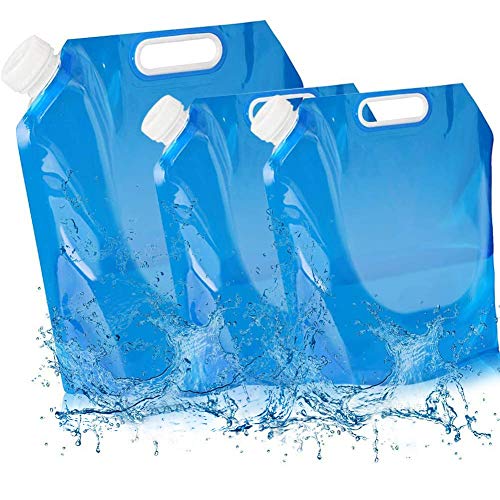 BESTZY 3Pack Recipiente de Agua Plegable,2 x 5 L+ 10 L Bidón de Agua Plegable,Bolsa de Agua,Plegable,depósito de Agua,Almacenamiento (3 juegos/20 L)