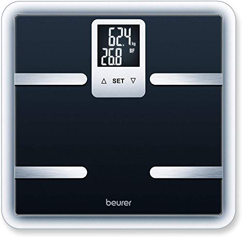 Beurer BG40 - Báscula de baño diagnóstica de vidrio, pantalla LCD en 2 líneas, color negro