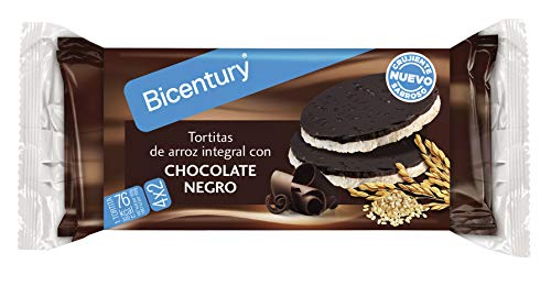 Bicentury - Tortitas Nackis - Arroz Integral Con Chocolate Negro - 4 x 32.6 g