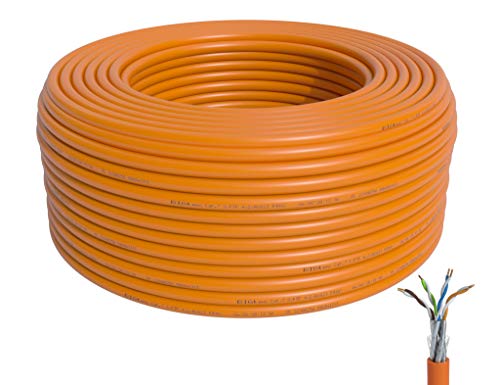 BIGtec Goobay - Cable de red (cat. 7, 50 m, categoría 7, PiMF, sin halógenos, certificado GHMT, BauPVO Eca POE, color naranja)