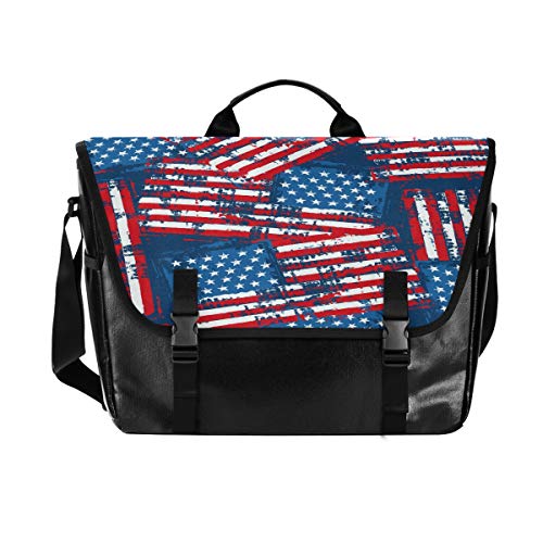 Bolsa de lona con diseño de bandera americana para hombre y mujer, estilo retro, para escuela, ideal para iPad, Kindle, Samsung