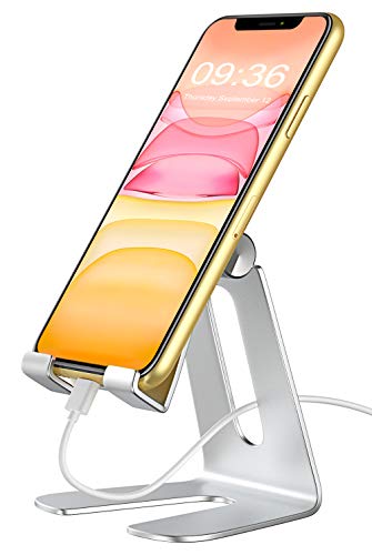Bovon Soporte Móvil Mesa, Soporte para iPad Mini, Multiángulo Sujeta Teléfono Muelle de Carga Sólido Compatible con iPhone 12/12 Pro/12 Mini/iPhone 11 Pro Max/11/XS Max/XR/X/7/8, Huawei, Facetime