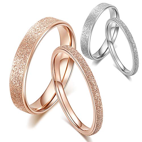 BQZB Ring 2 unids/Set Clásico Simple Mate Angosto/Ancho Anillo de Acero de Titanio para Las Mujeres de Moda Anillo de Cola de Plata/Oro Rosa Boda de Boda Regalo de la joyería