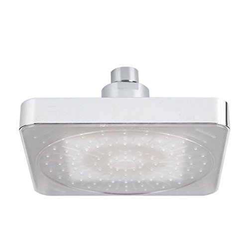 Cabeza de Ducha Fijo Lluvia Cabezal de Ducha Cuadrada Flujo de Agua Cabezal de Ducha LED Color de Luz para Baño 15 * 15 cm