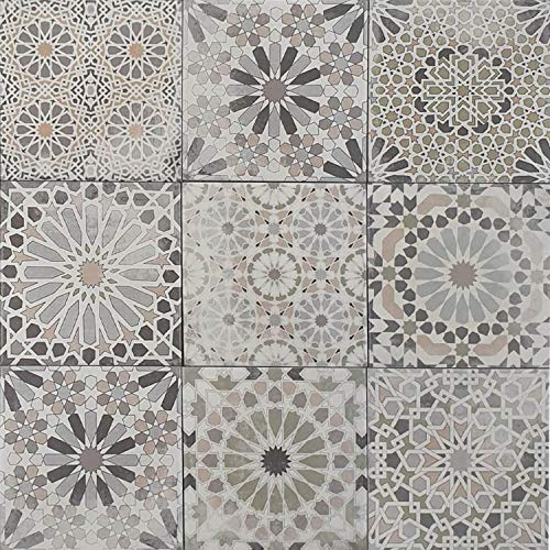 Casa Moro Azulejos de patchwork marroquí, 18,7x18,7 cm, 1 m², de gres porcelánico, antiheladas, baldosas de suelo, estilo retro, para cocina, baño, pasillo y pared posterior de cocina | FL2034