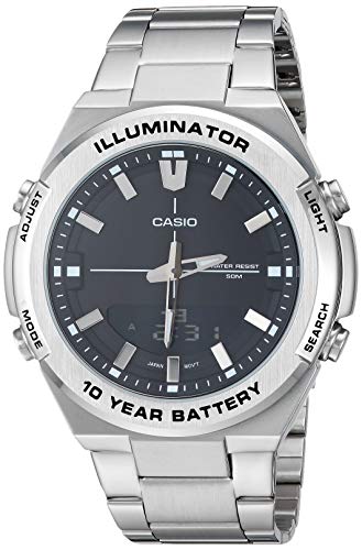 Casio Men's Illuminator Quartz Watch with Stainless-Steel Strap, Silver, 23.6 (Model: AMW-860D-1AVCF)