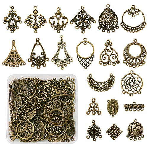 Craftdady 80pcs 20 estilo tibetano pendiente de araña encantos de filigrana vintage colgantes conectores colgantes bronce antiguo para gota pendiente joyería fabricación