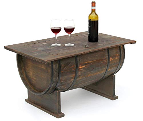 DanDiBo – Mesa auxiliar de madera de barril de vino – Estante para vino de 80 cm