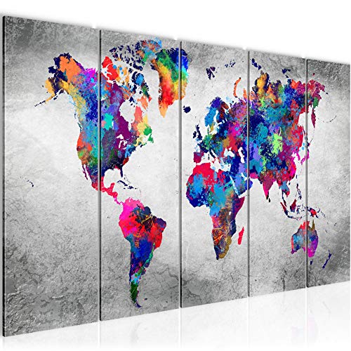 decoración de la mesa de la pared mapa del mundo - 200 x 80 cm Vista de impresión en lienzo Salón Apartamento - listo para colgar - 013355b