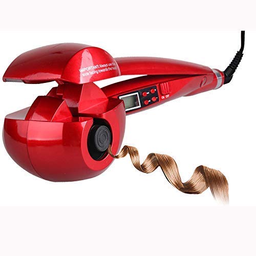 Double Beauty Rizador de pelo automático, rizador de pelo con pantalla LCD, rizos ajustables (rojo)