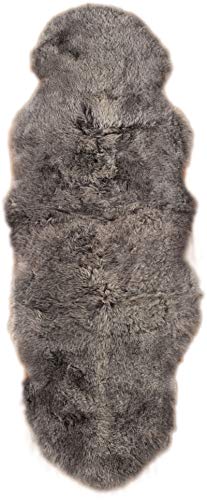 Eco Island - Alfombra de piel de cordero doble (180 x 60 cm), color gris