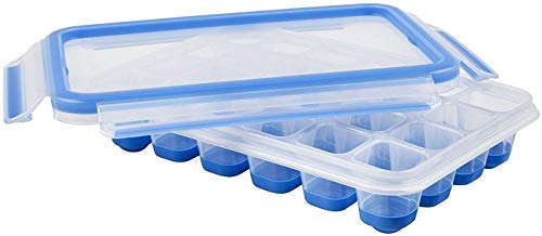 EMSA Clip & Close Bandeja para hielo con tapa hermética, Plástico, Azul, 33.6x17.2x27.5 cm
