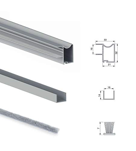 EMUCA Sistema para Puertas correderas, Aluminio,Acero y plástico, Anodizado Mate, 11,5x13,5x240