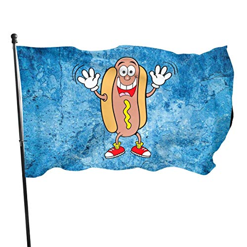 fingww Garden Flag Hotdog Ondeando Césped Porche Banner Familiar Bandera De Jardín Patio 90X150Cm Patio Trasero Bienvenida Banner Exterior Bandera De Patio Bandera De Vacaciones Bandera C