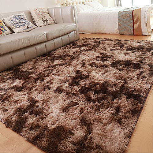 GLITZFAS Shaggy alfombras de Pelo Largo alfombras Salon alfombras de habitacion moquetas Sala de Estar para Habitación (Marrón,160 * 200cm)