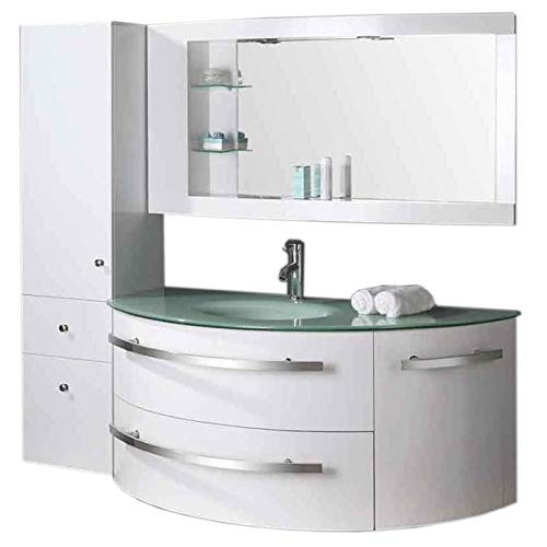 GRAFICA MA.RO SRL Muebles para baño Modelo Ambassador 120 cm para Cuarto de baño Espejo baño grifos Incl. Mueble + Columna + repisas + grifería + fregaderos