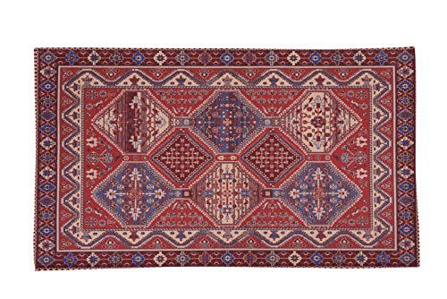 HomeLife Alfombra de estilo persa y oriental de 300 x 200 cm | Alfombra de algodón para salón, dormitorio, salón, con fondo antideslizante, con impresión digital de inspiración oriental (rojo)