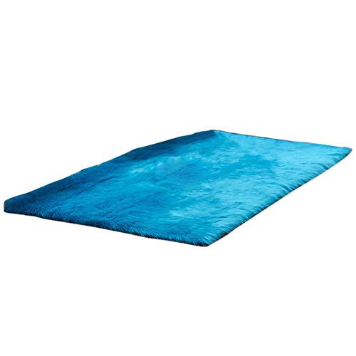 HotYou Alfombras, Lavable Material de Lana Artificial Alfombra Decorativo Sala de Estar y Dormitorio,Azul Oscuro,40 * 40CM