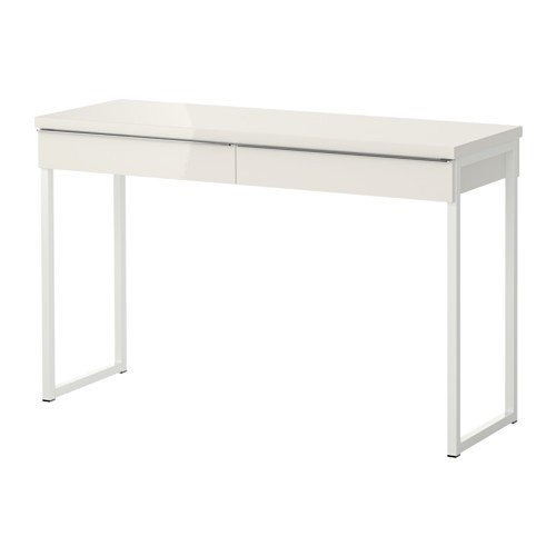 'Ikea escritorio/laptop de mesa "Besta burs lacada en ambos lados – Mesa auxiliar con dos cajones – Aparador blanco brillante – Alto 120 x 40 x 74 cm