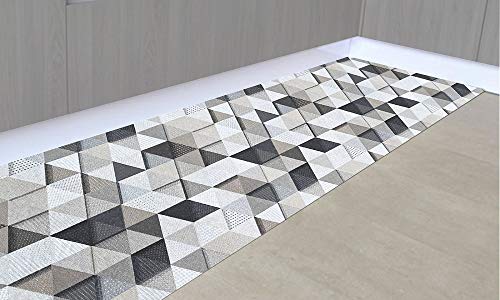 IlGruppone Alfombra de pasillo con diseño de fantasía, fabricada en Italia, antideslizante, lavable, adherente, triángulos, color negro/gris, 50 x 250 cm