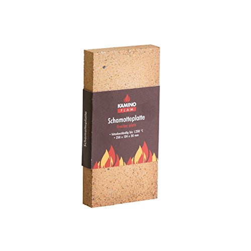 Kamino Flam –  Plancha chamota, Panel aislante – Resistente a altas temperaturas hasta 1250°C, 250 x 124 x 30 mm