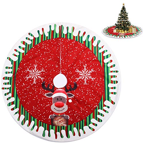 KATELUO Falda de árbol de Navidad, Alfombra de Arbol de Navidad, Cubierta de Base de árbol de Navidad para Decoración de Fiesta Navideña (80cm)