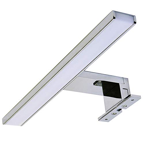 Kibath 30cm Aplique LED GUE para Espejo y Muebles de baño, 970 lumens, 51 Leds, 10.2 W, 220 V, Cromo Brillo, 30 cm