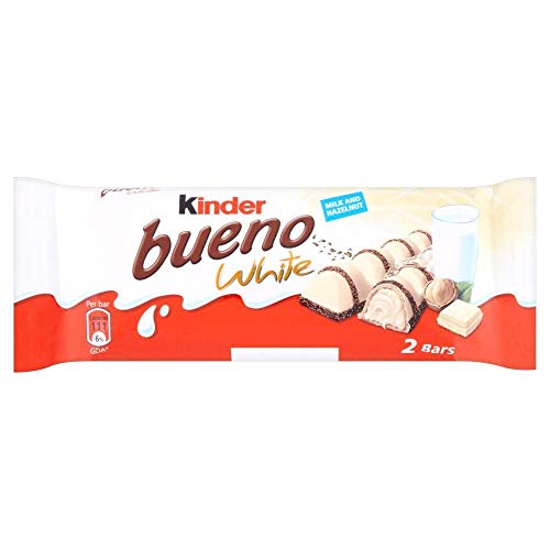 Kinder Bueno White - Barrita de chocolate blanco con crema de avellanas - 39 g - Pack de 3 unidades