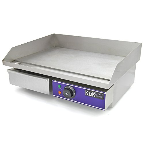 Kukoo - Plancha de Cocina Eléctrica 50cm de Acero Inoxidable Plancha de Grill