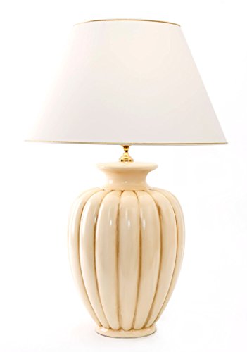 Lámpara de mesa de cerámica Palazzo Antico amarillento antigüedad blanco | Lámpara de mesa E27 | Hecho a mano en Italia | lámpara exclusiva con 24 qui