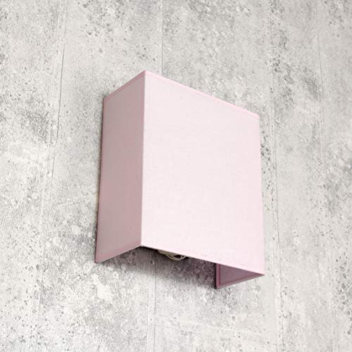 Lámpara de pared de tela, pantalla rosa, E27, rectangular, diseño moderno de loft, alice, lámpara de pared para pasillo o salón