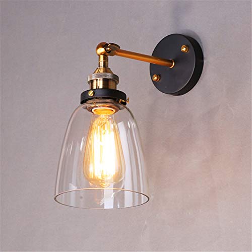 Lampop Lámpara de Pared Industrial Apliques Vintage Estilo Edison Casquillo de Cristal Retro E27 40W