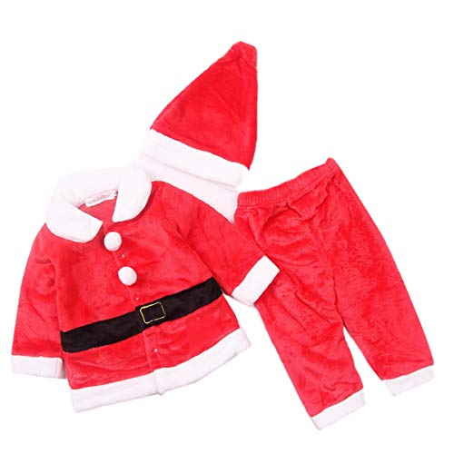 Lee Little Angel Navidad Franela Manga Larga Hermoso bebé niños Dress up Santa Traje de 3 Piezas Conjunto (1 Sombrero, 1 Chaqueta, 1 par de Pantalones) (70, Disfraces de Navidad)