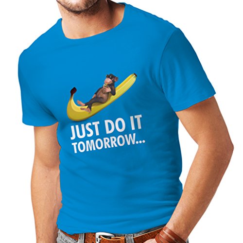 lepni.me Camisetas Hombre Sólo hazlo mañana! Chiste Divertido, Eslogan de Parodia, Regalo de Humor (Large Azul Multicolor)