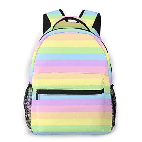 LNLN Mochila Casual para niñas Rainbow Stripes Pattern Laptop Backpack School Backpack for Men Women Lightweight Travel Casual Durable Daily Daypack College Student Rucksack 11 5in X 8in X 16in
