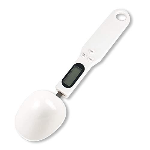 LQRLY Cuchara de medición, cuchara digital electrónica con pantalla LCD, cuchara de pesaje precisa de 0,1 g/500 g (blanco)