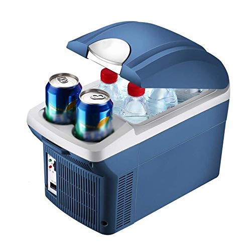 LSHOME Mini Nevera y Calentador de Refrigerador Portátil de 8L 12V, Cubierta Ecológica con Tapa Abatible para Refrigerador con 2 Asientos de Colocación de Bebidas para Automóviles