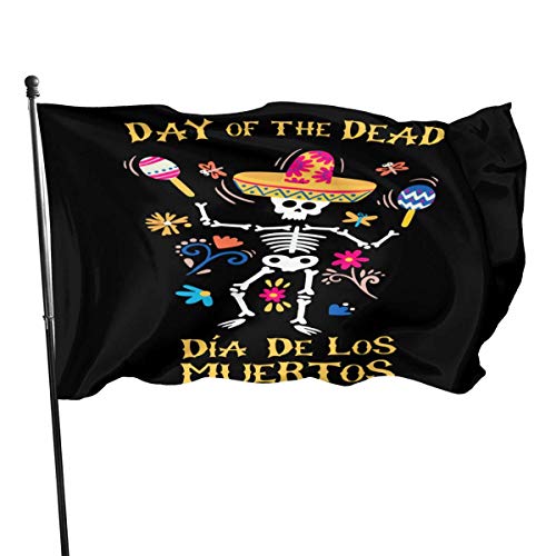 Lsjuee House Decor Day of The Dead Dia De Los Muertos Dancing Skeleton Garden Banderas para Exteriores con Colores Brillantes sin asta de Bandera