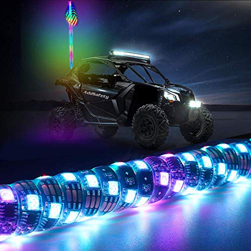 Luz de látigo con espiral LED multicolor de 3 pies para camiones ATV UTV RZR de vehículos todo terreno