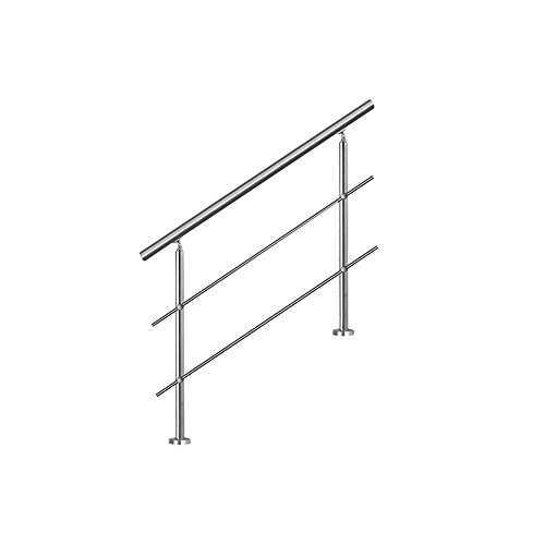 MCTECH® 120 cm Barandilla para barandilla de acero inoxidable para barandilla 2 travesaños para escaleras, balcón, barandilla