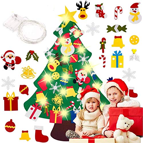 MEIRUIER Árbol de Navidad de Fieltro, Árbol Navidad Fieltro Pared con Ornamentos Desmontables El árbol de Navidad de 3.7ft para Regalos navideños, Decoración de Navidad para Paredes y Puertas del