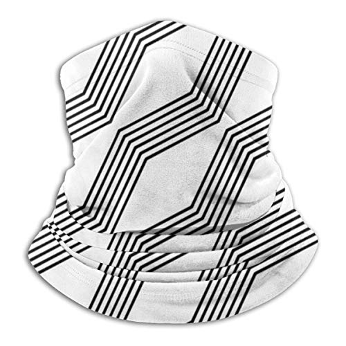 Monocromático Geométrico Diagonal Stripe Line Headwear Cuello Polainas Calentador Invierno Esquí Tubo Bufanda Máscara Forro Polar Funda a Prueba de Viento